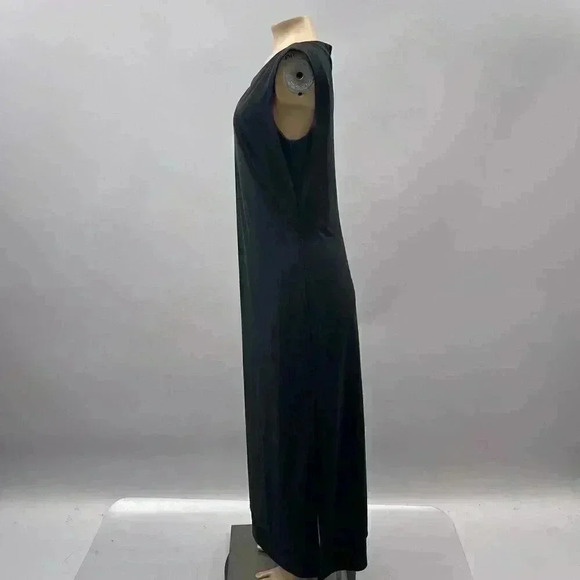 Vintage Sheath Slip Midi Dress Size 8 Black Goth Minimalist Sleeveless Y2K - Picture 3 of 11